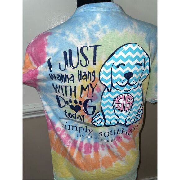 Simply Southern I Just Want To Hang With My Dog Short Sleeve Tee Size Medium - Picture 3 of 6